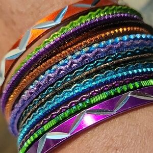 Multi-colour bangle bracelets: 15 in total